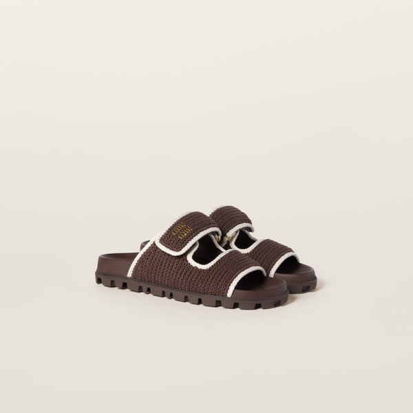 Miu Miu Crochet Knit Slides – Chocolate Edition