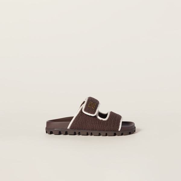 Miu Miu Crochet Knit Slides – Chocolate Edition