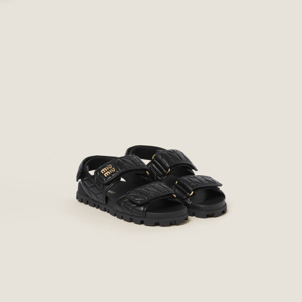 Miu Miu Quilted Nappa Leather Sport Sandals – Black Edition
